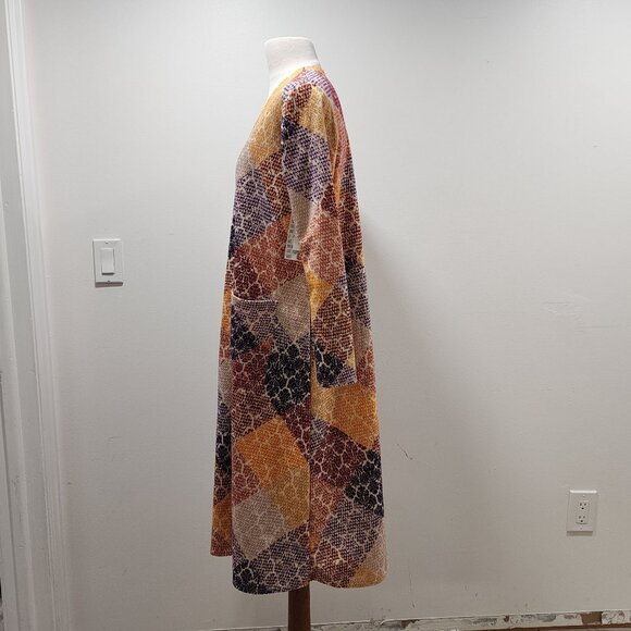 LuLaRoe Womens Multicolor Sarah Houndstooth Cardigan Small NWT Rust Yellow Small - Picture 8 of 8